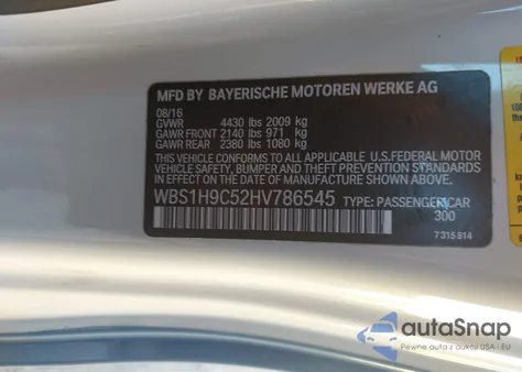 2017 BMW M2 из США, поврежденный, VIN WBS1H9C52HV786545